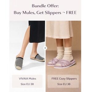 VIVAIA Round-Toe Espadrille Mules | NWT - EU 38 / US 7-7.5 + FREE Slippers